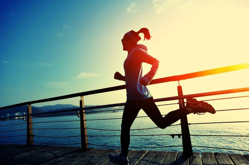 A young woman running
