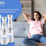 Stress free Indian woman relaxing on a sofa while maintaining health and hygiene at home with MyHomePlus DSG