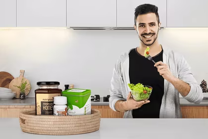 A healthy man using Nutriplus Products