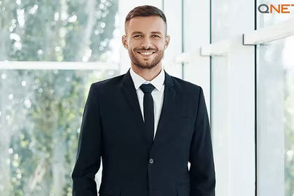 A successful direct seller looking at the camera